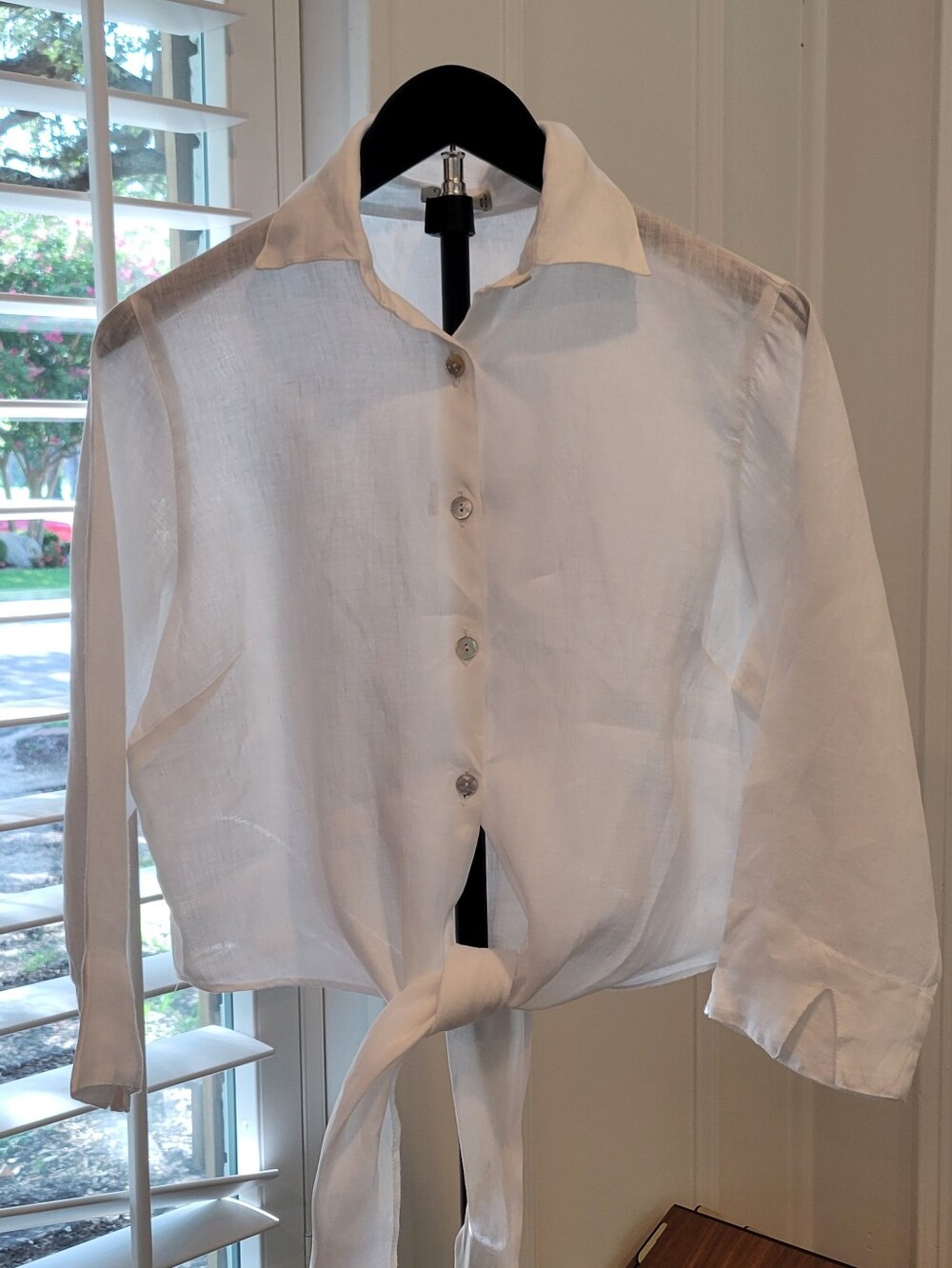 Vanity White Linen Blend Button-Down Shirt